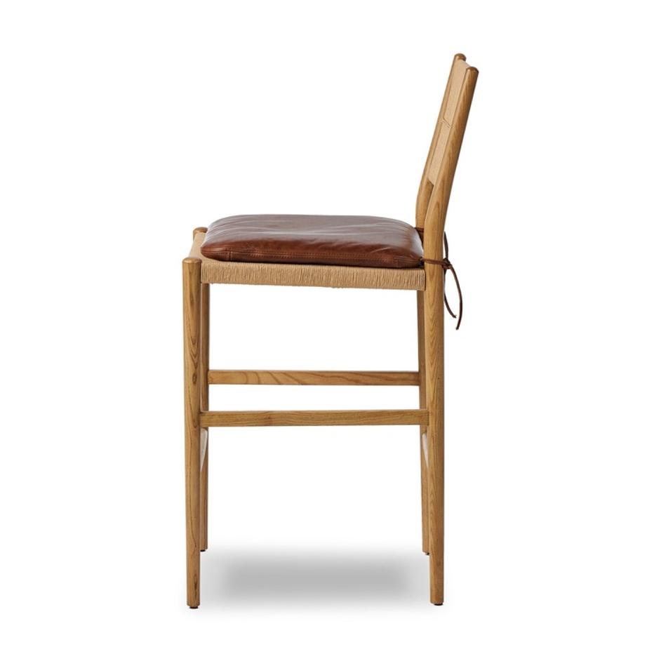 Dara Bar Stool In Dulane Mahogany And Natural Paper Cord And Toasted Ash by Four Hands