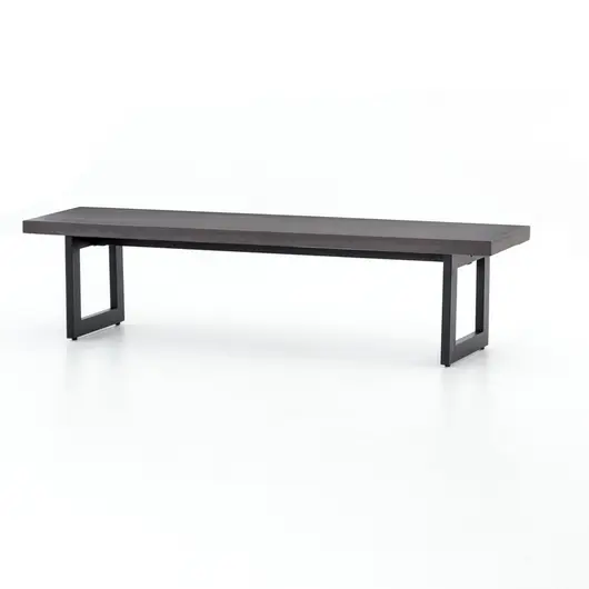 Judith Outdoor Dining Bench In Metal Base by FOUR HANDS