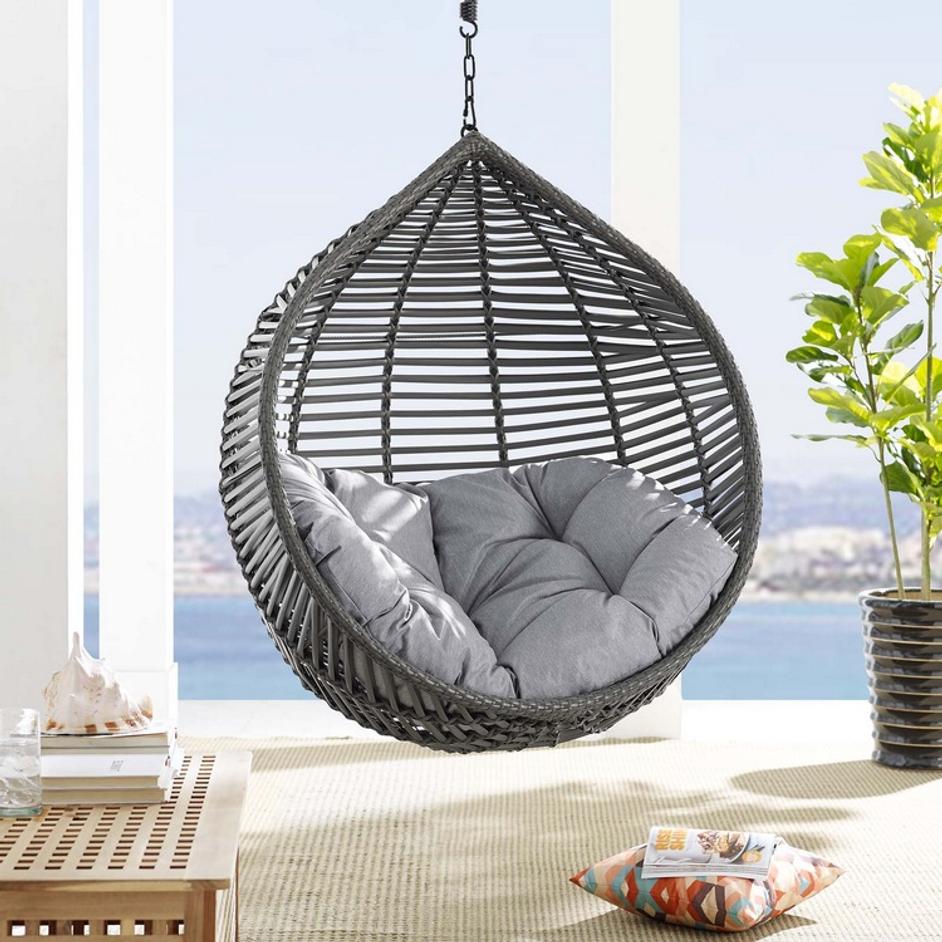 Erroll Teardrop Outdoor Patio Swing Chair In Gray Gray by Modway Furniture
