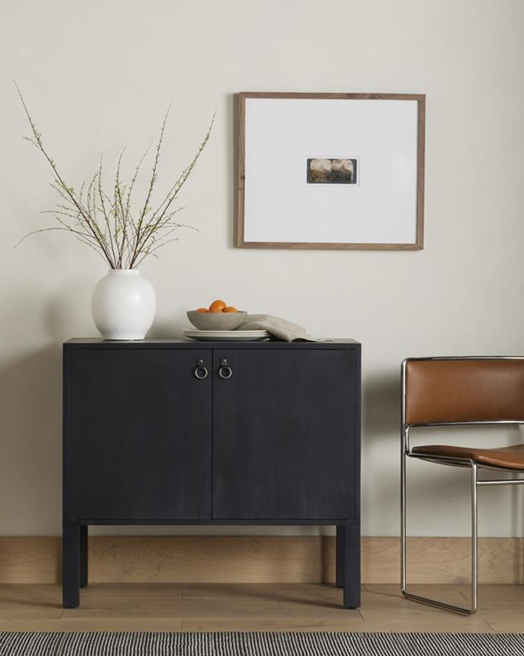 Isador Bar Cabinet In Black Wash Poplar by FOUR HANDS