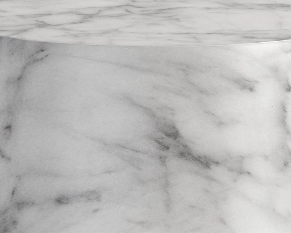 Aries Side Table - Marble Look - White by Sunpan