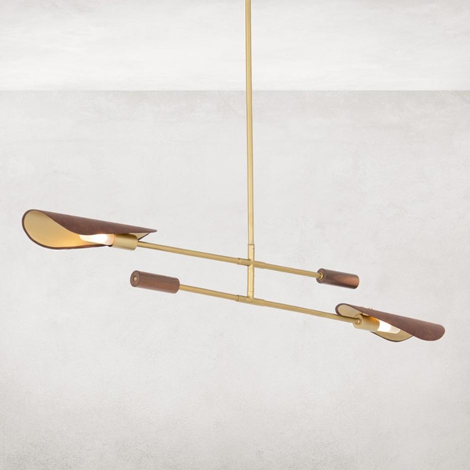 Astrid Double Pendant-D Brown Leather by FOUR HANDS