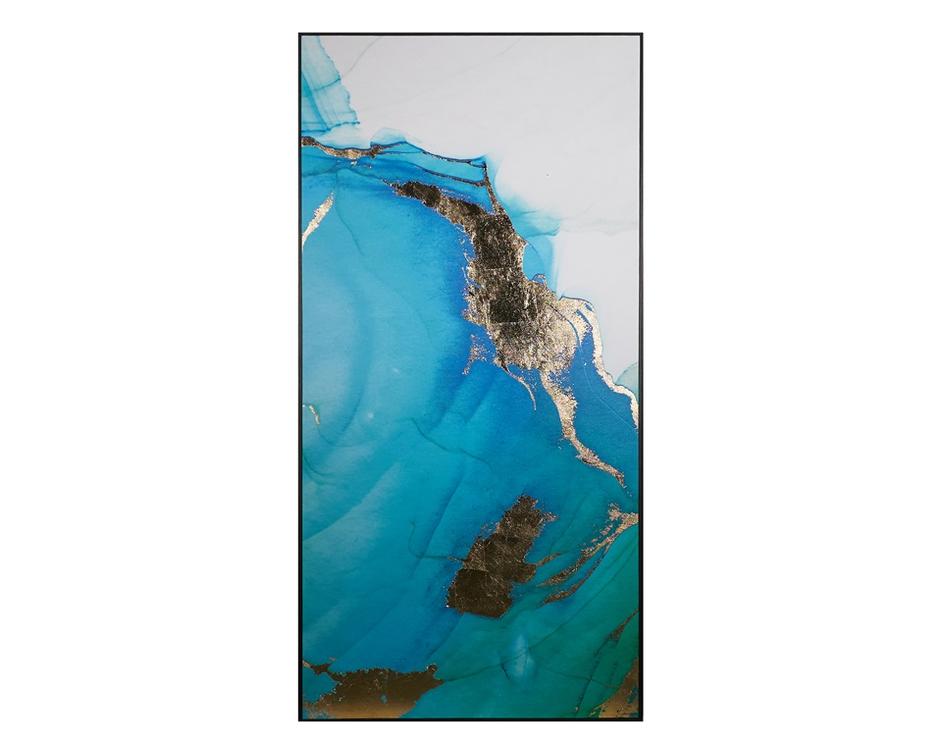 Blue Lagoon (set Of 3) - 30" X 60" - Charcoal Floater Frame by Sunpan