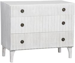 Daryl Mahogany and Veneer Dresser with Brass Pulls in White Wash Finish by Noir Furniture