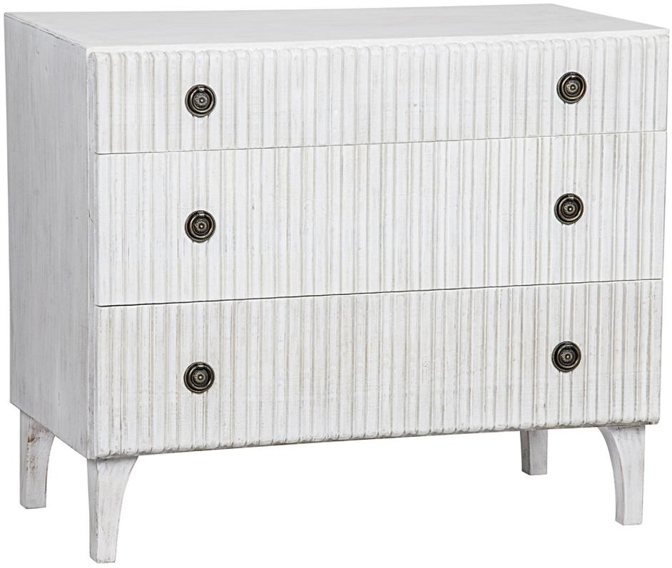 Daryl Mahogany and Veneer Dresser with Brass Pulls in White Wash Finish by Noir Furniture