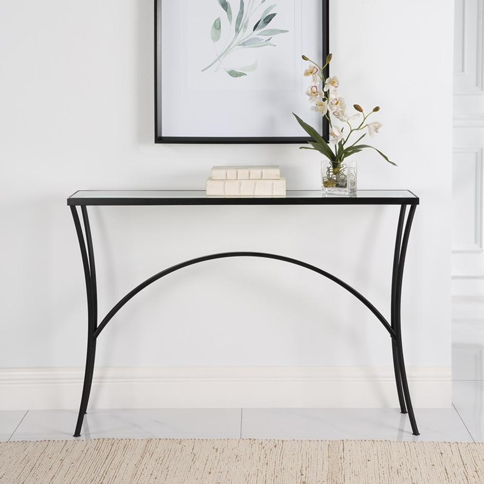 Alayna Black Metal & Glass Console Table by Uttermost