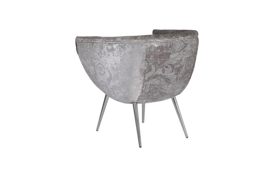 Nouveau Club Chair, Grey Crushed Velvet Fabric, Stainless Steel Legs by PHILLIPS COLLECTION