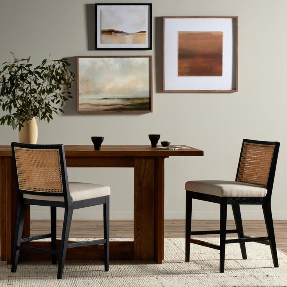 Antonia Cane Armless Bar + Counter Stool - Savile Flax by Four Hands