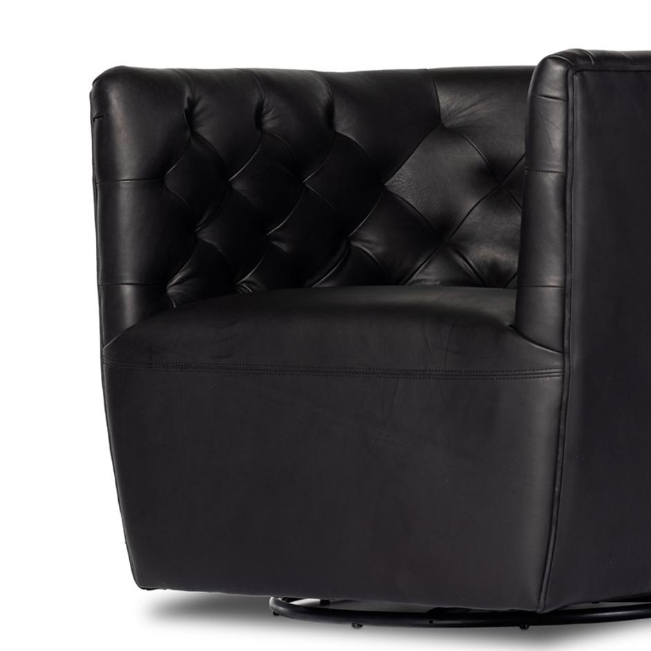 Hanover Swivel Chair In Heirloom Black by FOUR HANDS