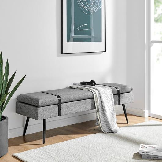 Zuney Fabric Bench In Princeton Gray by New Pacific Direct