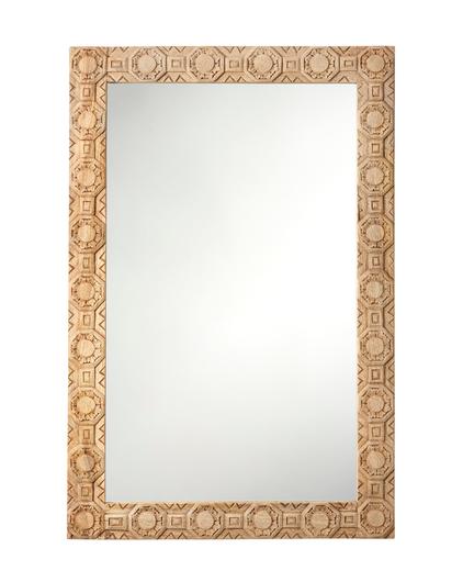  Relief Wood Carved Rectangle Wall Mirror by Jamie Young