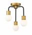 Neutra 3 Light Semi Flush Mount in Matte Black + Foundry Brass Finish by Z-Lite