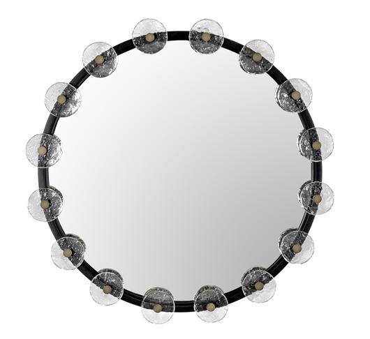Moira Mirror with Glass Details, Black Metal by Noir Furniture