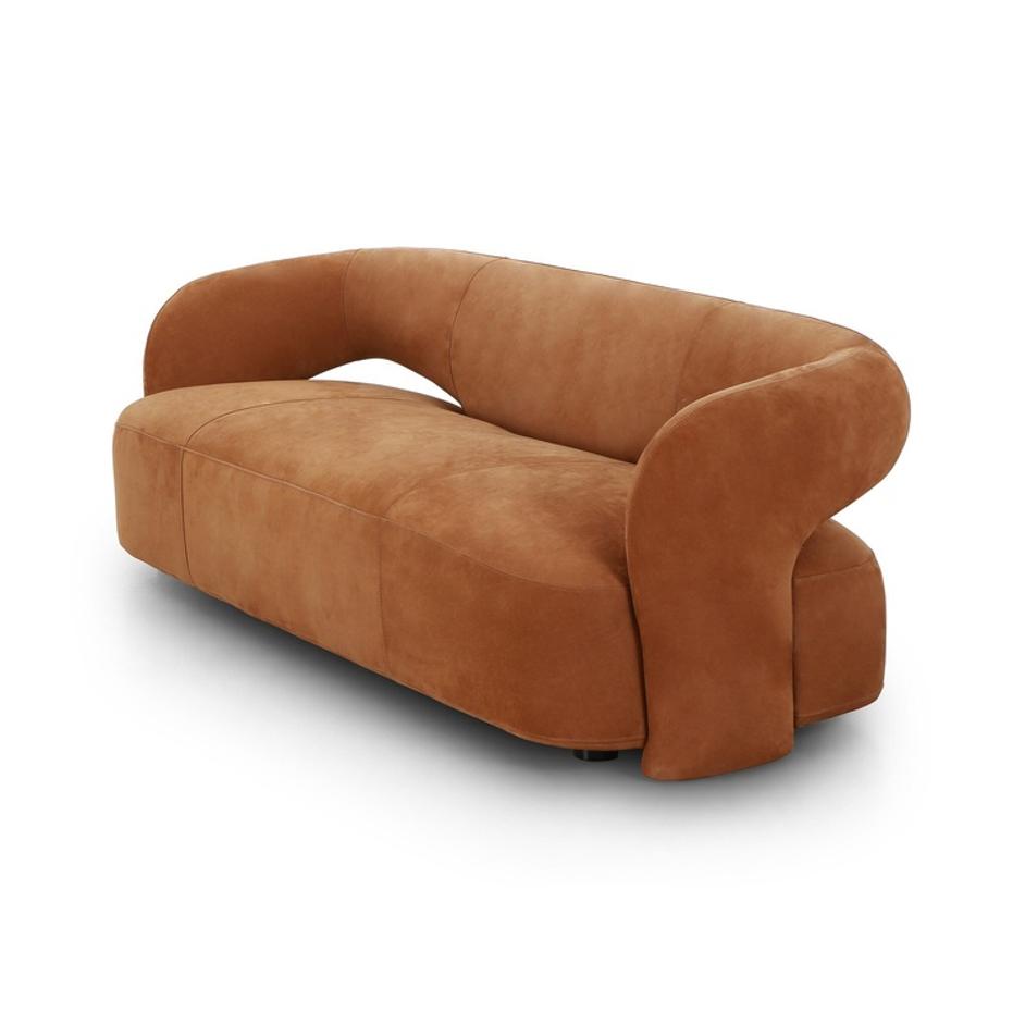 Mazie Sofa In Nubuck Cognac And Burnt Umber by Four Hands