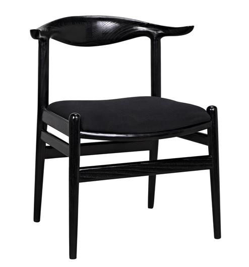 Boone Sungkai/Mindi Chair in Charcoal Black with Black Cotton Fabric by Noir Furniture