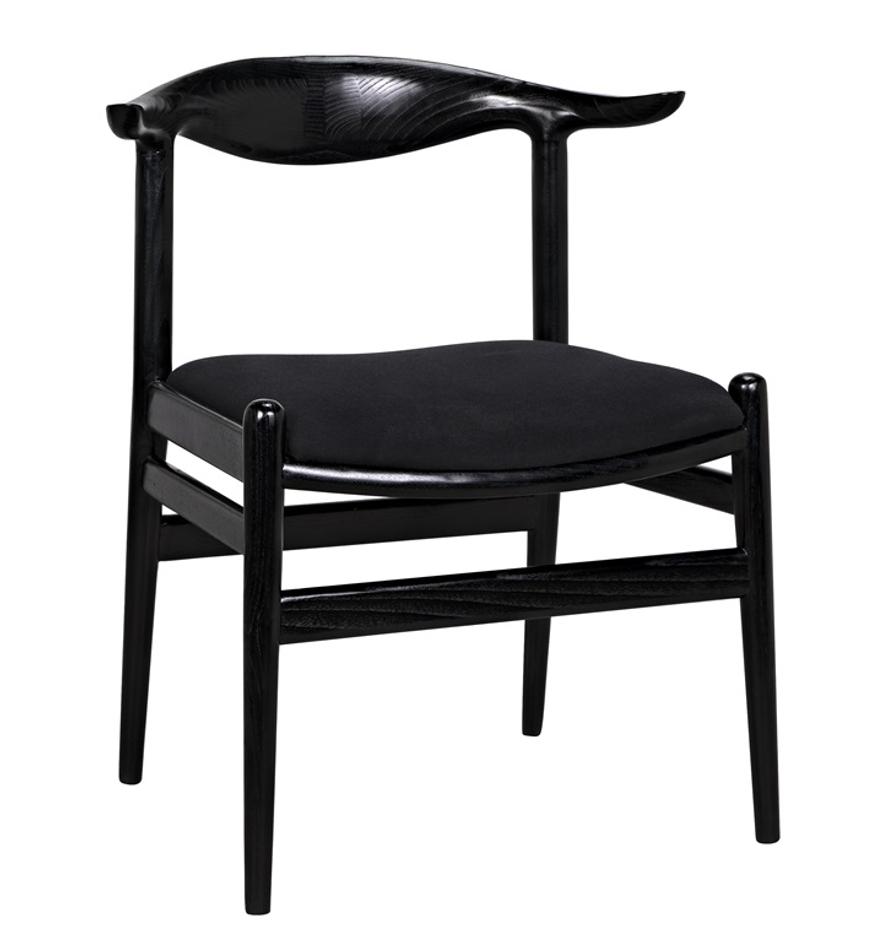 Boone Sungkai/Mindi Chair in Charcoal Black with Black Cotton Fabric by Noir Furniture