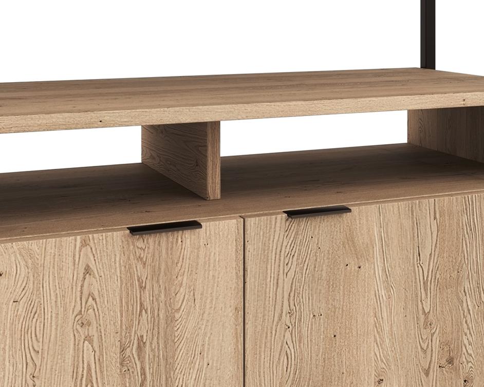 AMBROSE MODULAR BOOKCASE - LARGE - RUSTIC OAK - BLACK by Sunpan