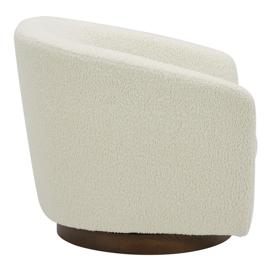 Oscy Swivel Chair Vegan Shearling White by Moes Home