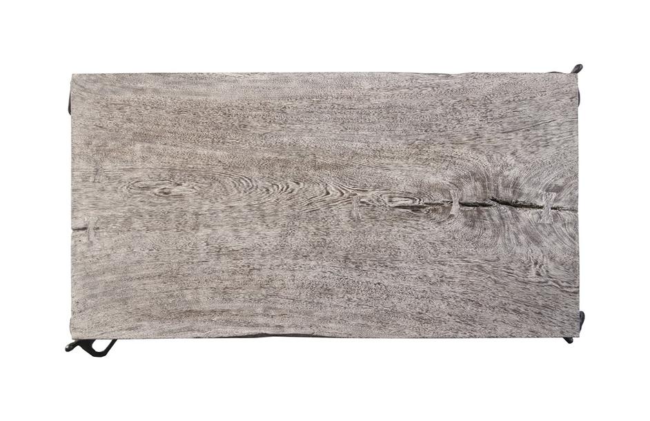 Atlas Coffee Table, Chamcha Wood, Gray Stone Finish, Metal by PHILLIPS COLLECTION