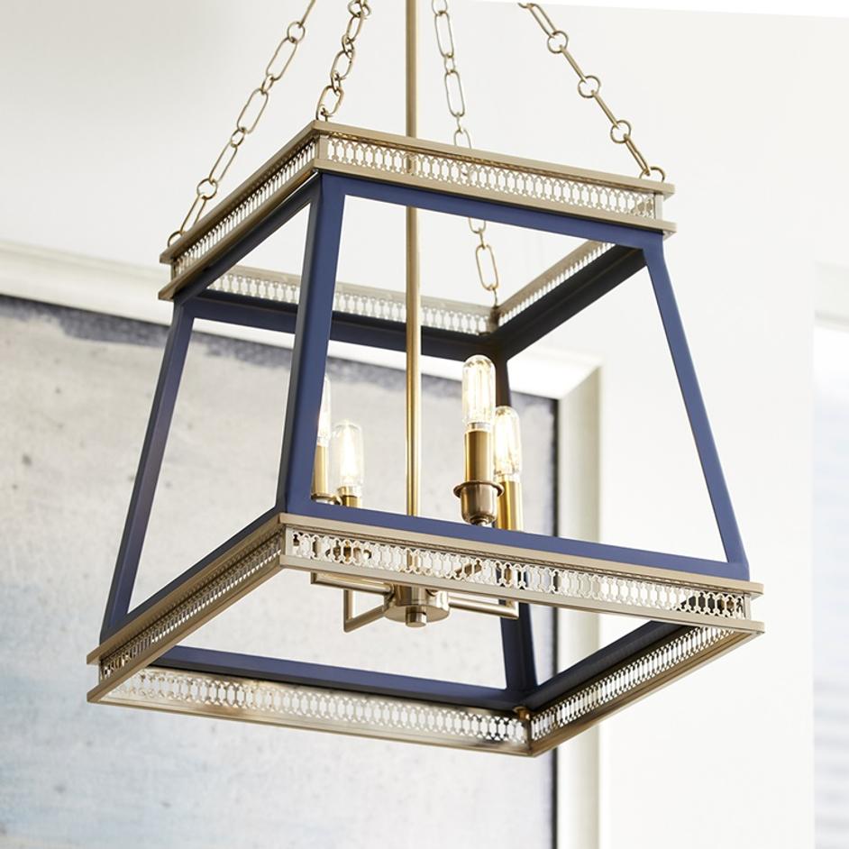 Gerard Pendant in Blue and Aged Brass by Cyan Design