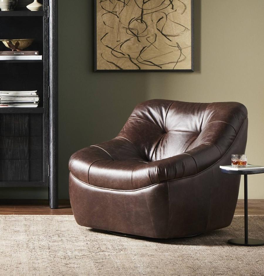 Farley Swivel Chair - Conroe Cigar by Four Hands