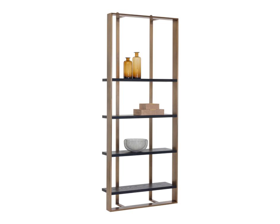 DALTON BOOKCASE - ANTIQUE BRASS - BLACK by Sunpan