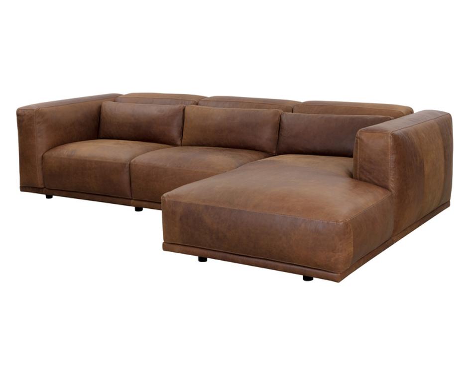 BEAU SOFA CHAISE - RAF - LUCIA TOBACCO LEATHER by Sunpan