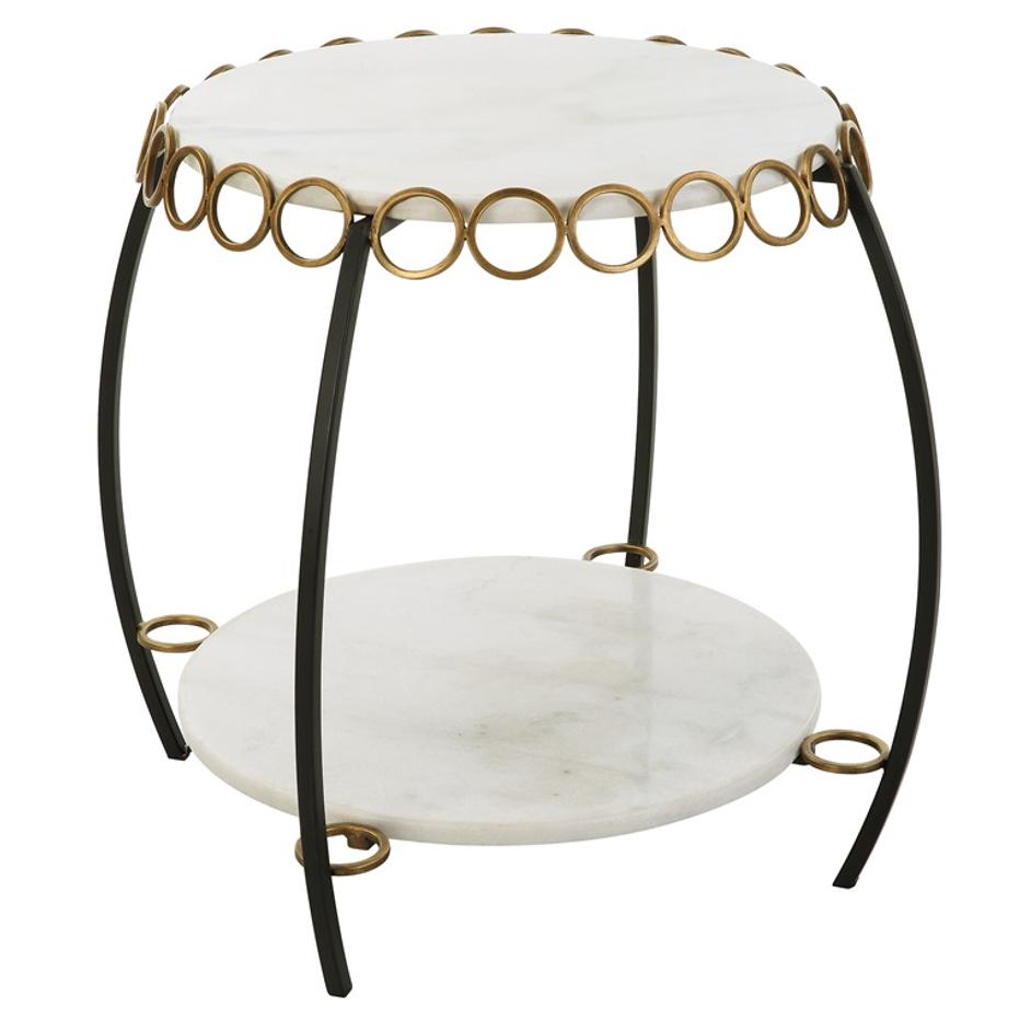 Chainlink White Marble Side Table by Uttermost