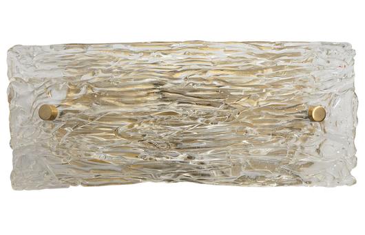 Swan Curved Glass Sconce, Small, Clear Textured Glass and Antique Brass Metal by Jamie Young