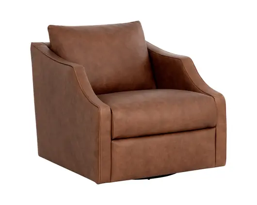 ORWELL SWIVEL LOUNGE CHAIR - COGNAC LEATHER by Sunpan