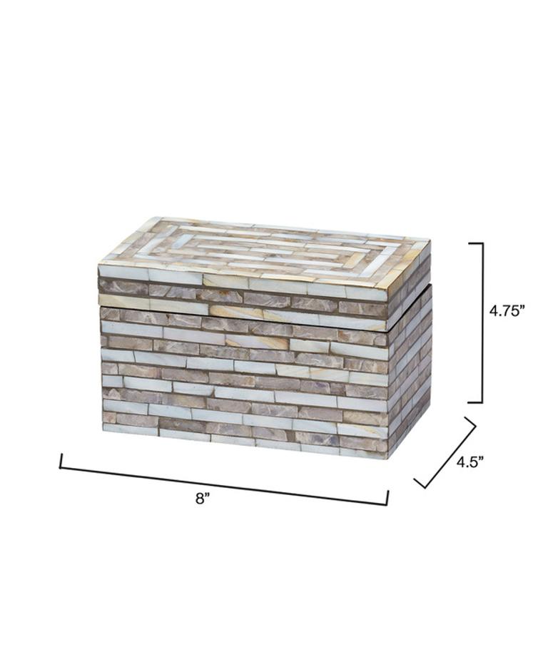 Roosevelt Grey Mother of Pearl Decorative Box, Small by Jamie Young