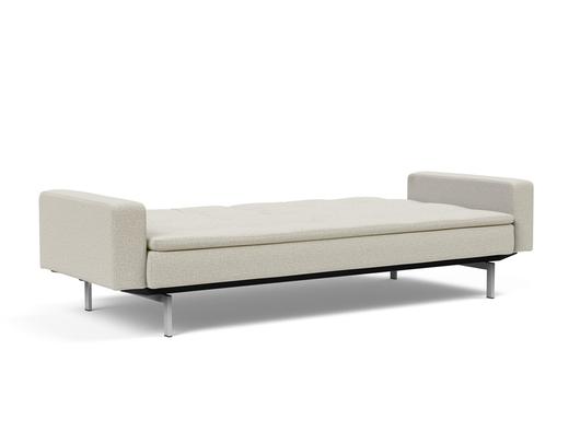 DUBLEXO SLEEPER SOFA W/ARMS in MIXED DANCE NATURAL FABRIC WITH Stainless Steel LEGS 527 by INNOVATION USA