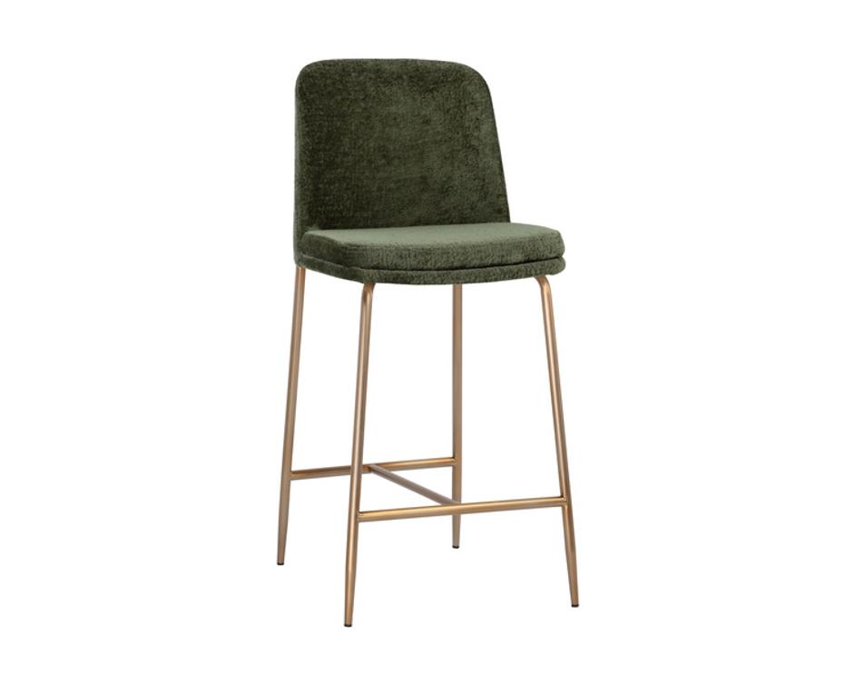 ZEKE COUNTER STOOL - ANTIQUE BRASS - BERGEN OLIVE by Sunpan
