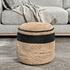 Faro Jute Natural/Black Pouf by Classic Home