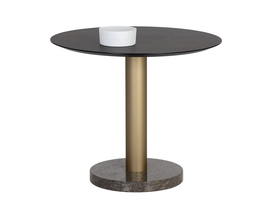 Monaco Bistro Table - Gold - Grey Marble / Charcoal Grey - 35.5" by Sunpan
