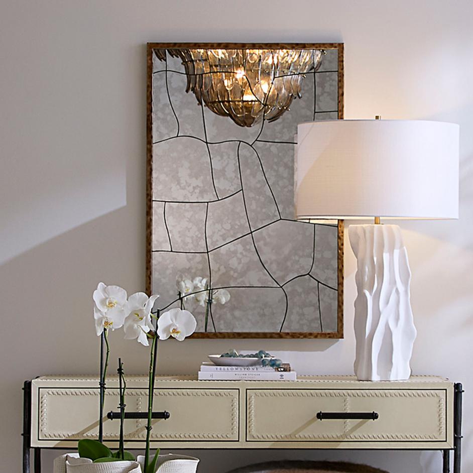 Fractured Hammered Iron Rectangle Wall Mirror by Jamie Young