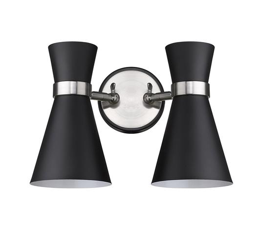 Soriano 2 Light Wall Sconce in Matte Black + Brushed Nickel Finish by Z-Lite