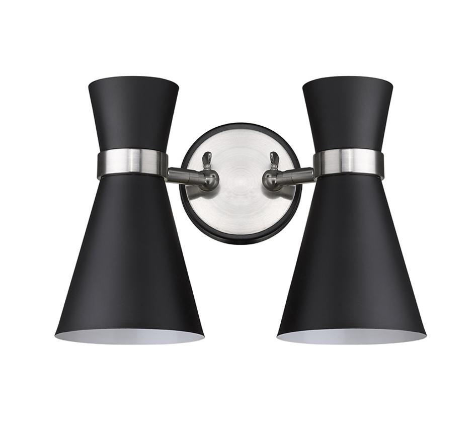 Soriano 2 Light Wall Sconce in Matte Black + Brushed Nickel Finish by Z-Lite