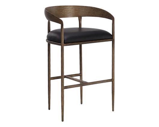 ZANATTA BARSTOOL - CHARCOAL BLACK LEATHER by Sunpan