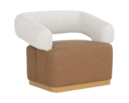 AGGIE SWIVEL LOUNGE CHAIR - MILLIKEN COGNAC / RHEA LIGHT BARLEY by Sunpan