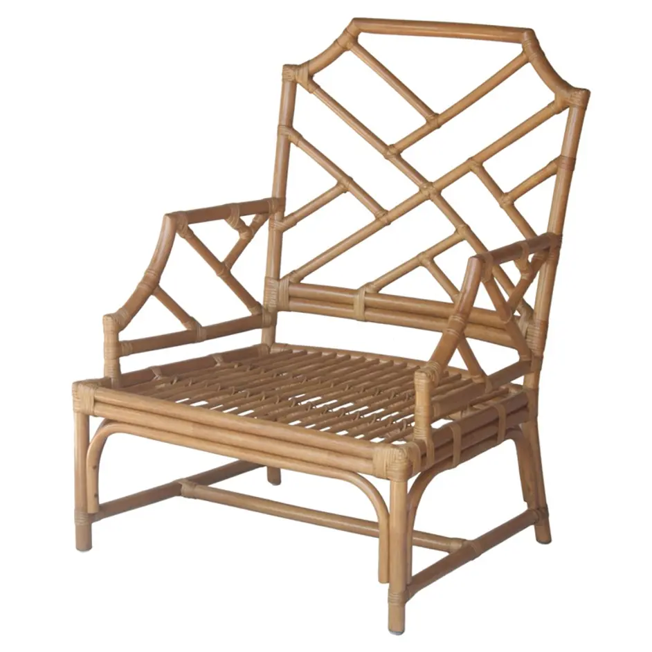 Kara Rattan Accent Arm Chair In Canary Brown  by New Pacific Direct