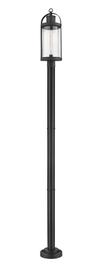 Roundhouse 1 Light Outdoor Post Mounted Fixture in Black Finish by Z-Lite