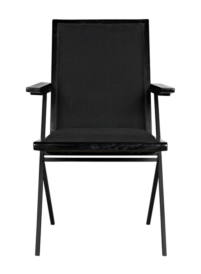 Henderson Sungkai/Mindi and Industrial Steel Chair in Charcoal Black with Black Cotton Fabric by Noir Furniture