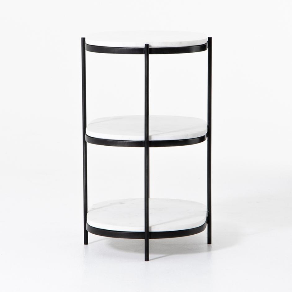 Felix Oval Nightstand-Hammered Grey With Clear Powder Coat by FOUR HANDS