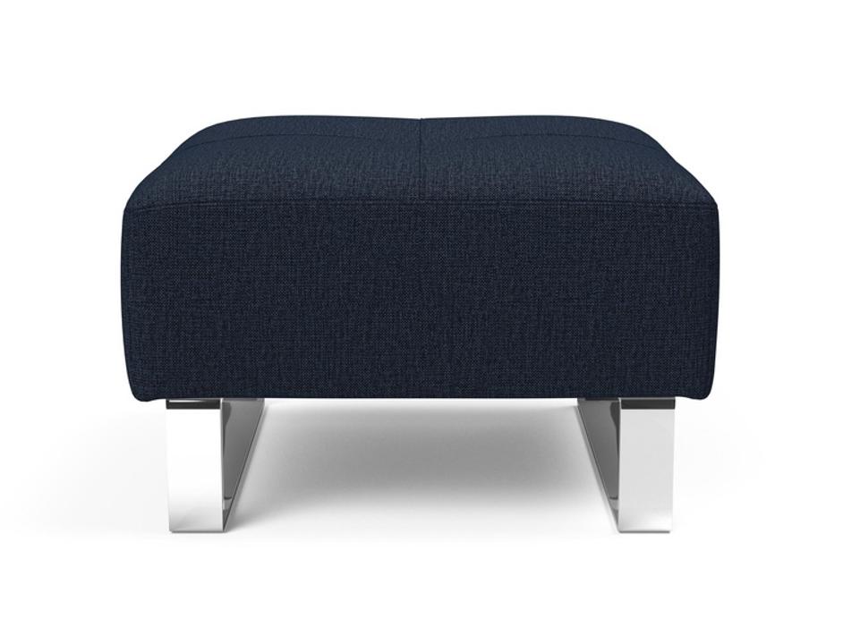 DELUXE EXCESS OTTOMAN in MIXED DANCE BLUE FABRIC WITH Chrome legs 528 by INNOVATION USA