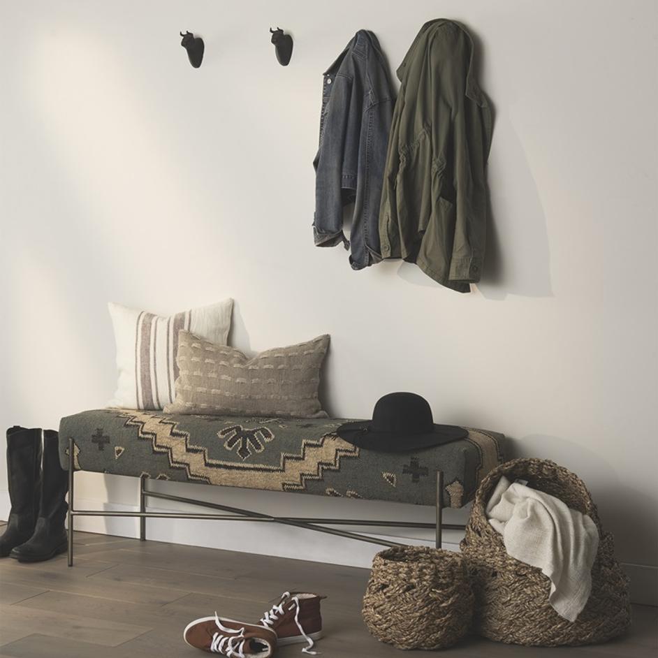 Avery I 55L x 17W Multi Colored Upholstered Patterned Seat Accent Bench by Mercana