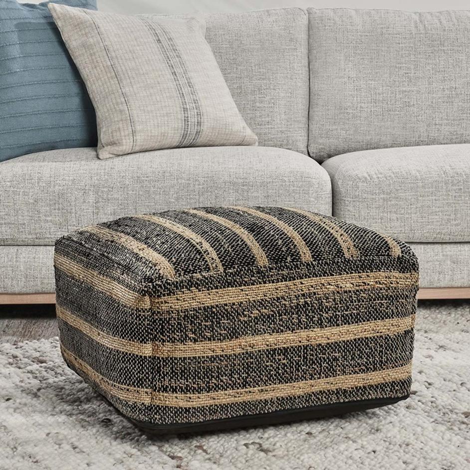 Zane Black/Natural Pouf by Classic Home