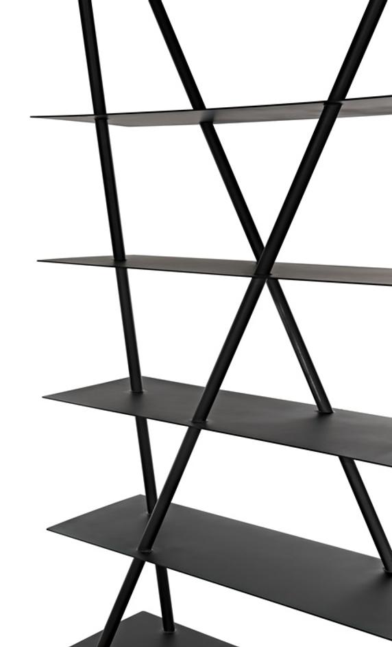 Siddhartha Industrial Steel Bookcase in Matte Black by Noir Furniture