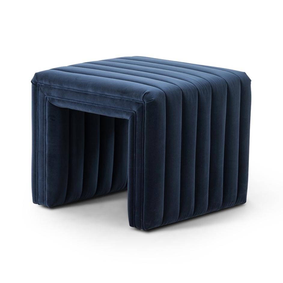Augustine Ottoman In 21" In Sapphire Navy by FOUR HANDS