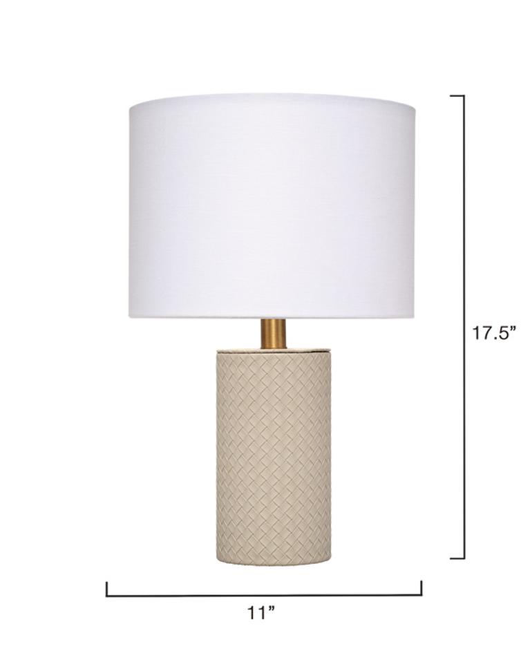 Roman Leather Table Lamp with Linen Shade, Grey by Jamie Young